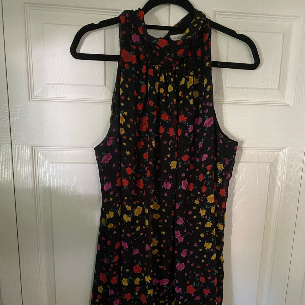 Black flowered sleeveless dress